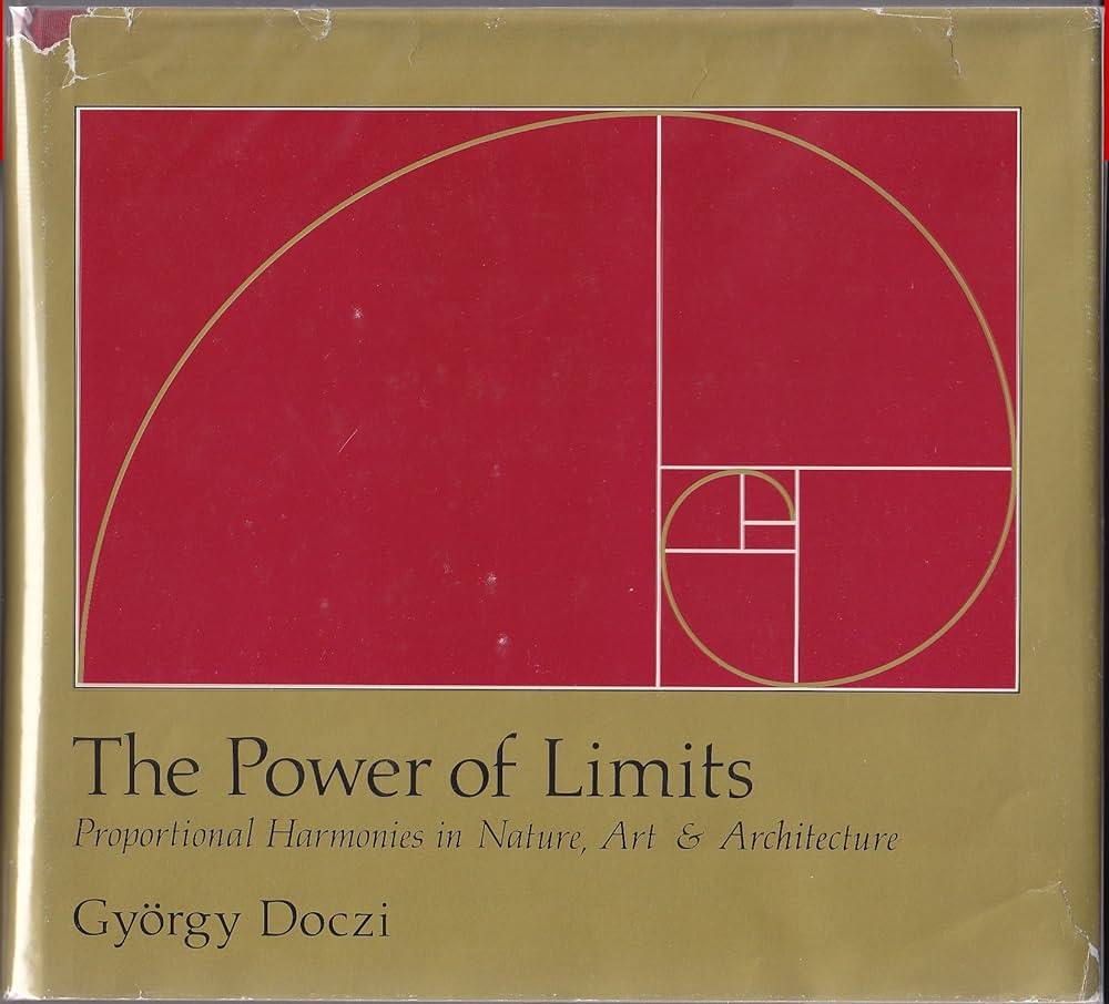 This is The Power of Limits: Proportional Harmonies in Nature, Art & Architecture by György Doczi.

It's a well-regarded book that explores the golden ratio, Fibonacci sequences, and proportional harmony found across nature, art, architecture, and the human body. The book presents visual studies that connect scientific and artistic perspectives, showing how patterns like spirals and fractals shape our world.